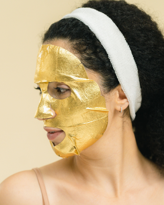 Mascarilla Facial de Oro y Colágeno  Efecto Iluminador, Anti edad e Hidratación 24 Horas